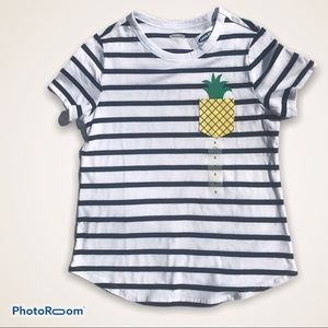 Old Navy White and Black Striped Everywear T-Shirt